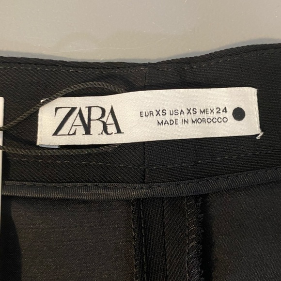 NWT Zara Sz XS Black Flare Leg Trouser Dress Pants With Hand Pockets Flowy - Picture 6 of 16